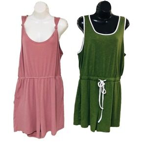 Lot of 2 Cupshe Womens Romper XL Beach Pool Casual Coastal Pockets Lounge Relax